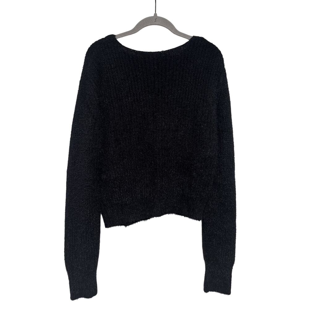 Love Tree Black Fuzzy Button Down Cardigan L - Picture 8 of 8